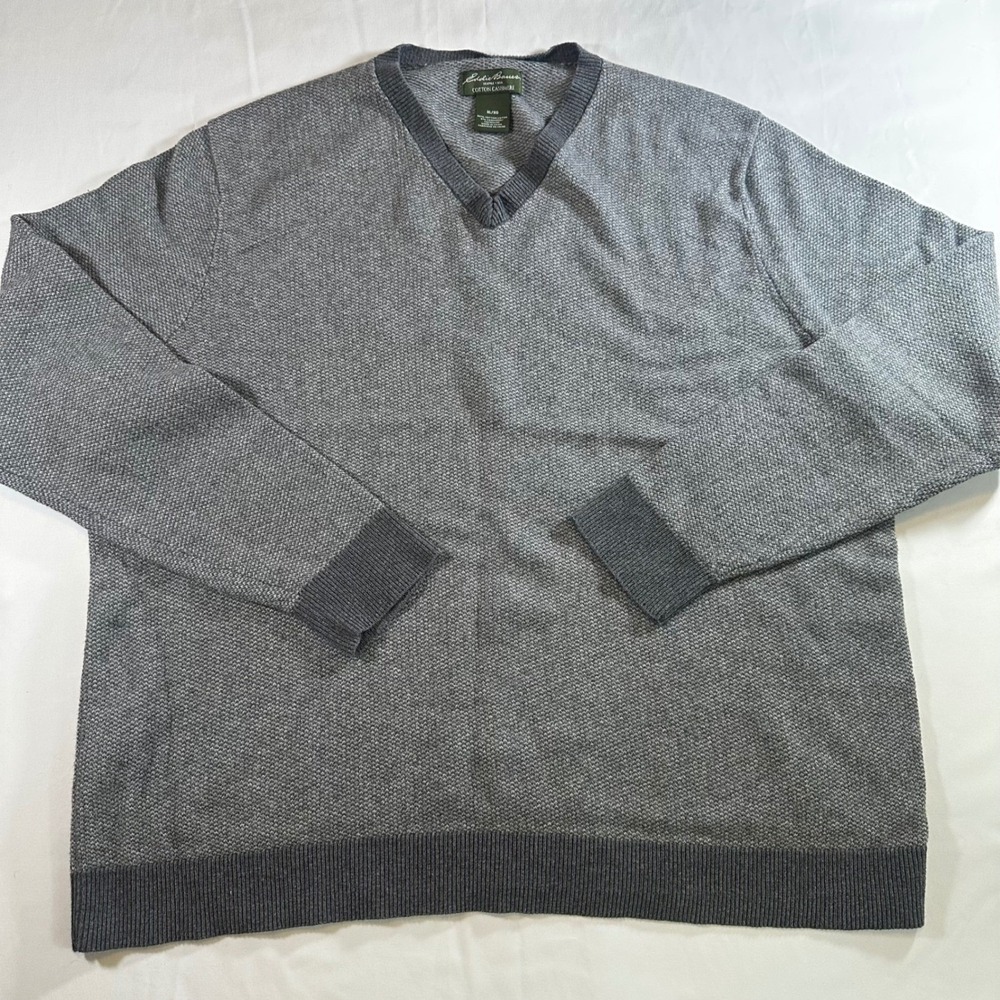 Eddie Bauer Cashmere Blend Long Sleeve V-neck Sweater Men's XL Knit Academia Eco